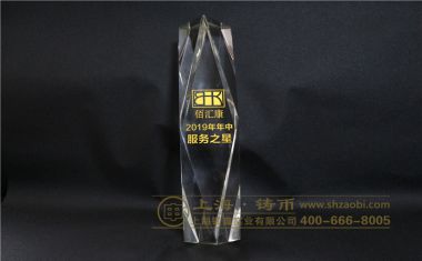 佰汇康服务之星水晶奖杯【水晶奖杯定制】